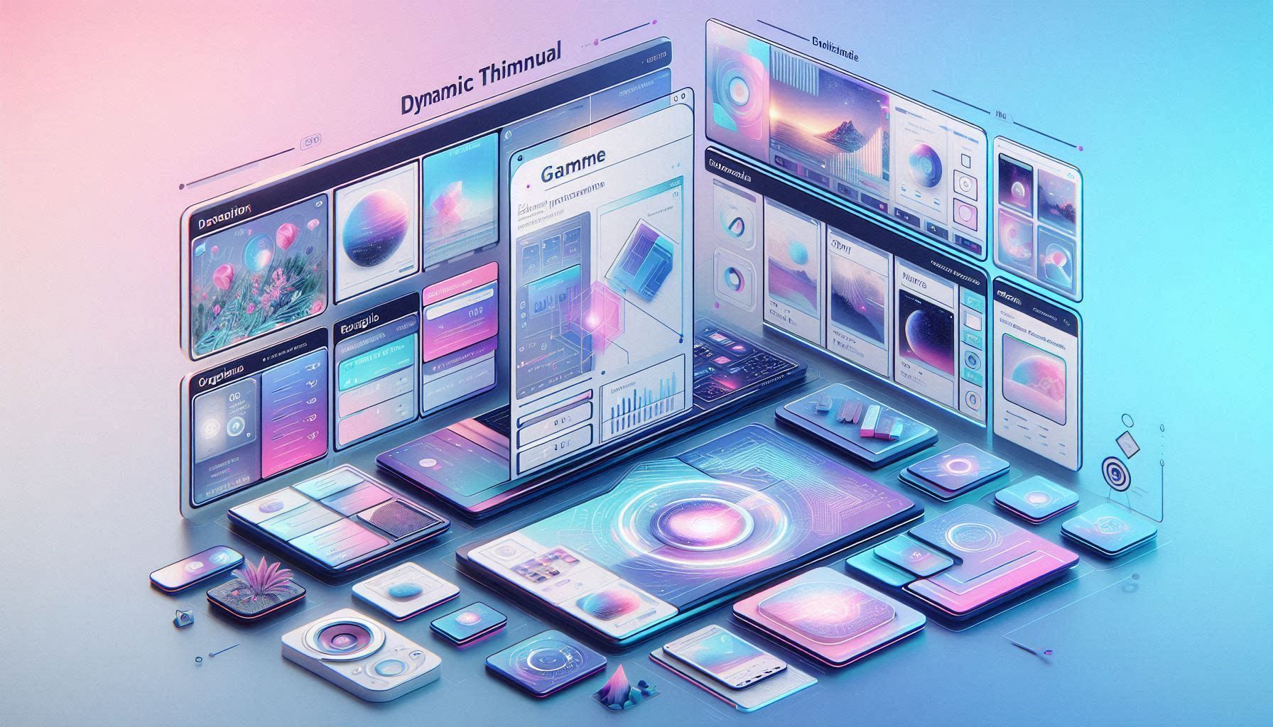 Gamma interface showing AI-generated presentation decks, responsive content cards, collaborative editing, and website creation workflows.