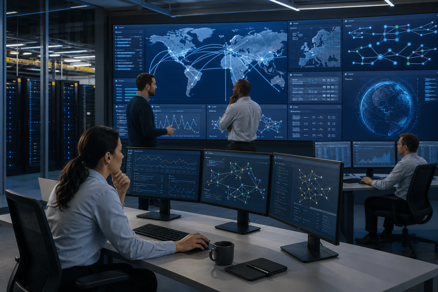 Reference architecture showing colocated AI clusters, private virtual connections to multiple clouds, cross-connects to partners and real-time latency monitoring across globally distributed Equinix metros.