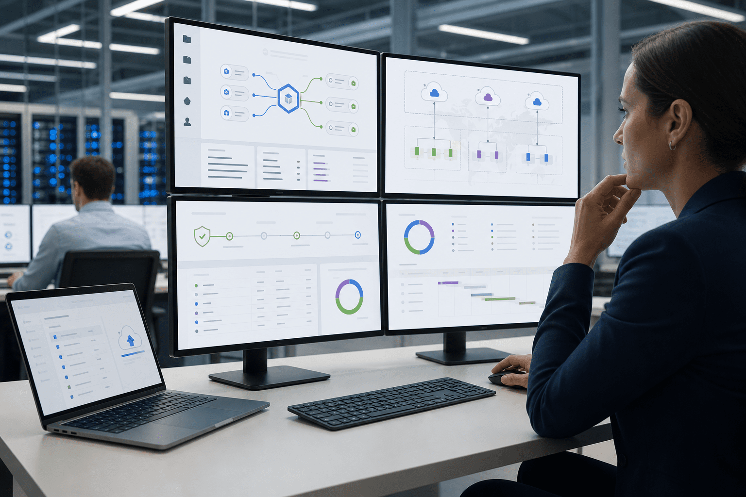 NetApp Consoleは統一されたONTAPクラスターとクラウドボリューム、AI Data Engineのインデックス状況、保護ポリシー、リージョン全体のワークロードの健全性を表示し、ストレージ、セキュリティ、AIデータサービスのための一元的なコントロールプレーンを提供します。