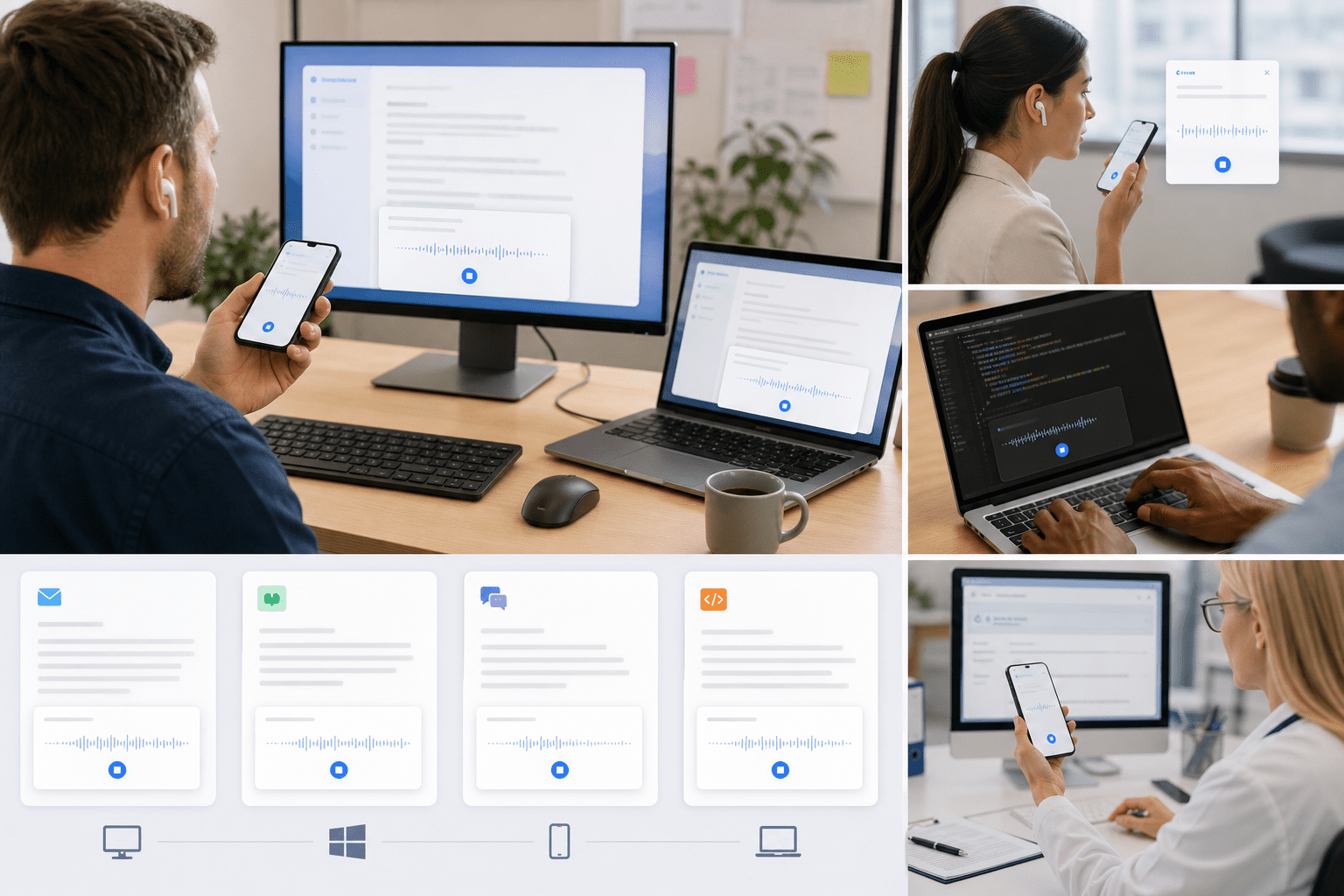 Hotkey-activated dictation overlays your current app, transcribes speech in milliseconds, and inserts clean, formatted text at the cursor, with optional Scribe refinement and shortcuts available from a minimal on-screen panel.