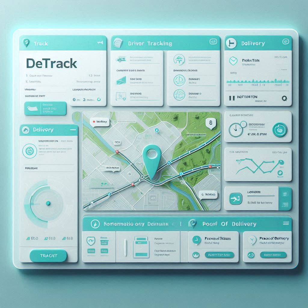 라이브 드라이버 추적, 배송 작업 및 배송 증명 데이터를 보여주는 Detrack 대시보드.