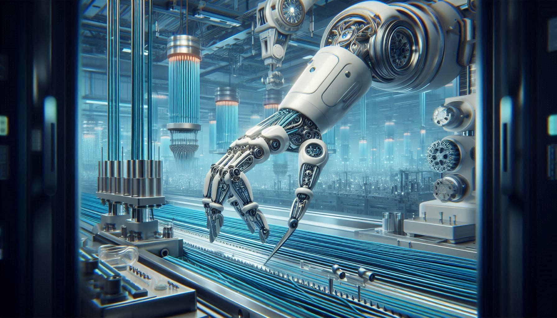 Plataforma de Trenzado de Tejidos 3D de Allonic que muestra la fabricación automatizada de cuerpos robóticos, tejidos blandos trenzados, mecanismos de tendones, poleas y guías integradas, articulaciones compliantes, estructuras listas para actuadores y hardware robótico de IA física.