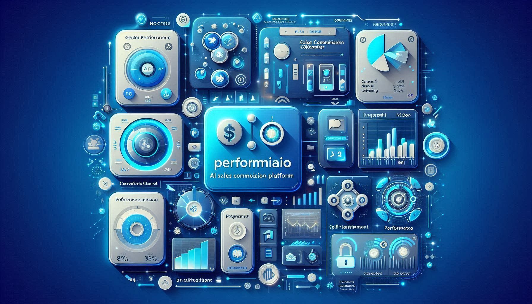 Panel de control de Performio que muestra planes de compensación de incentivos, cálculos de comisiones de ventas, analítica de pagos, información sobre el rendimiento de los vendedores y datos conectados de CRM, ERP y HCM.