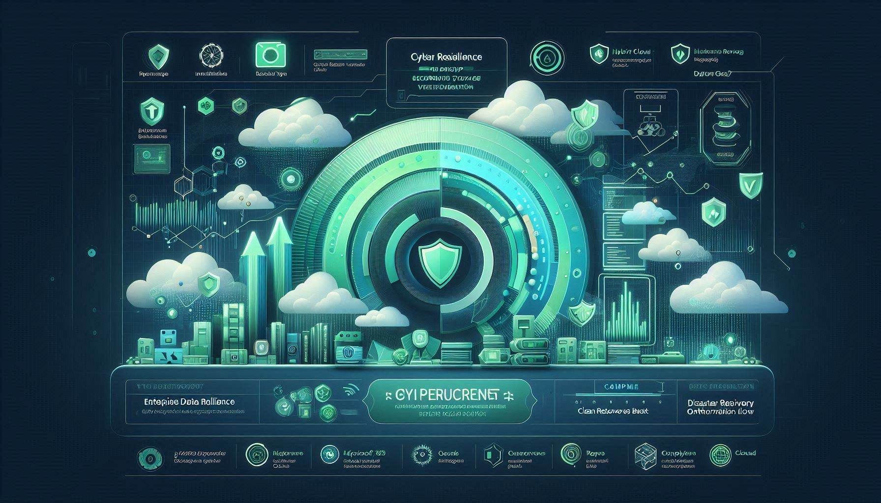 Veeam dashboard showing backup status, ransomware recovery, immutable storage, clean restore validation, hybrid cloud protection, AI-powered insights, compliance reporting, and data resilience workflows.