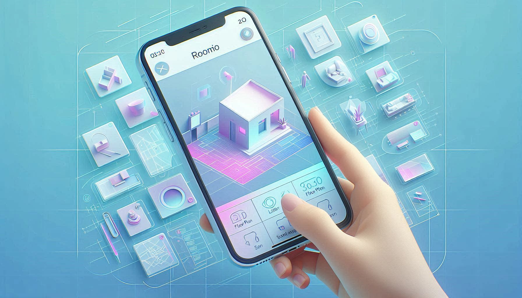 Roomio-Dashboard mit Workflows für Immobilien-Scans, Grundrisserstellung, LiDAR-Erfassung und Immobilien-Marketing-Ausgaben.