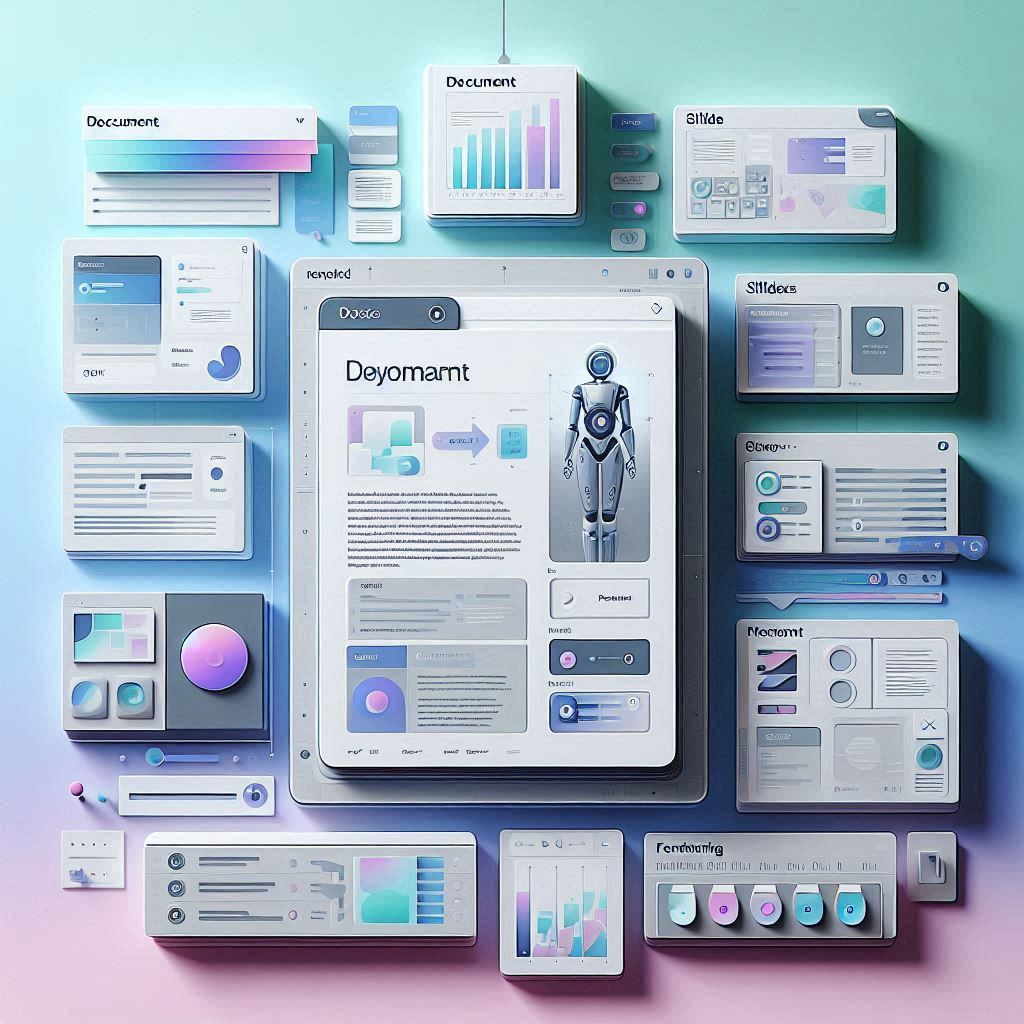 NextDocs 界面顯示 AI 生成的文檔、投影片和結構化內容創建工作空間。