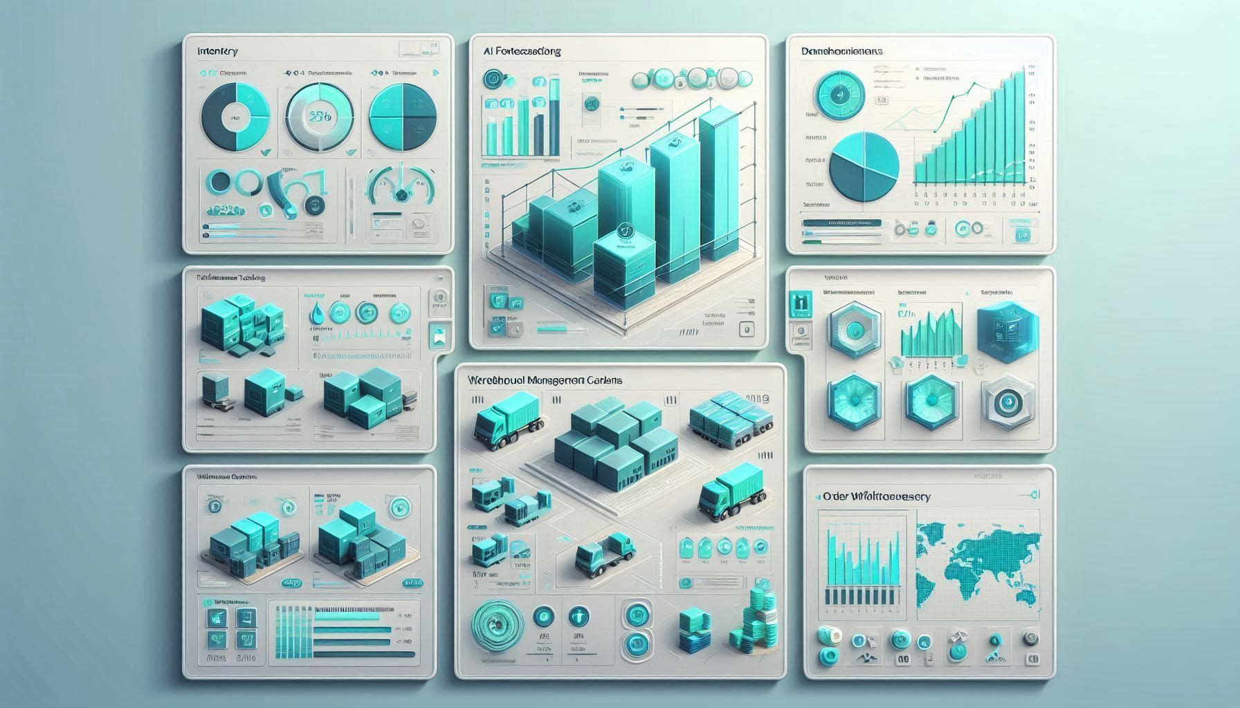 Cin7 dashboard showing inventory analytics, AI demand forecasting, warehouse operations, and multichannel order management.