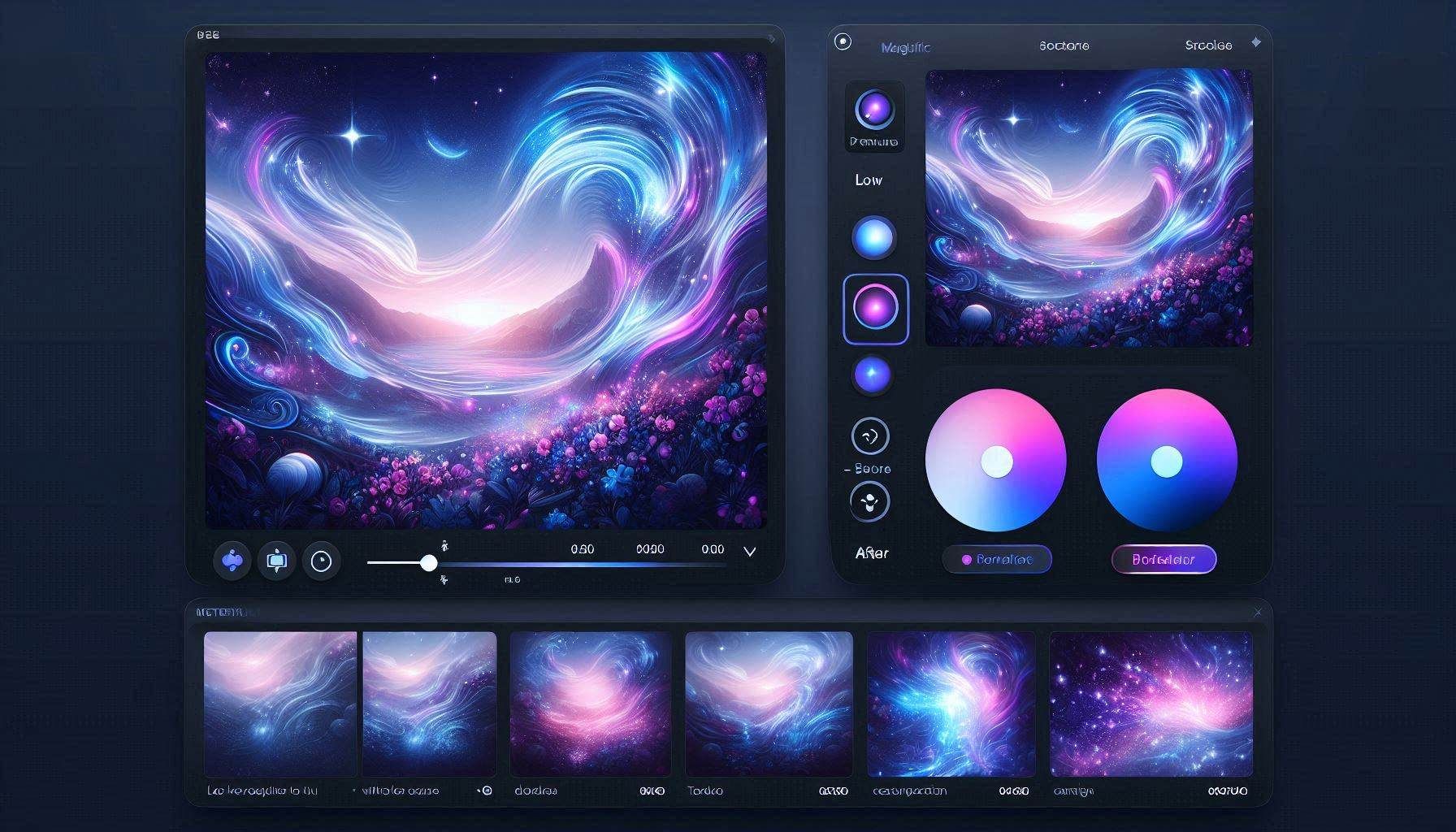 Kreatives KI-Dashboard von Magnific, das Bildupscaling, Fotoverbesserung, Texturrekonstruktion, Verfeinerung von Produktfotos, Optimierung von KI-Kunst, Videogenerierung, Audiotools und kampagnenfertige kreative Assets zeigt.