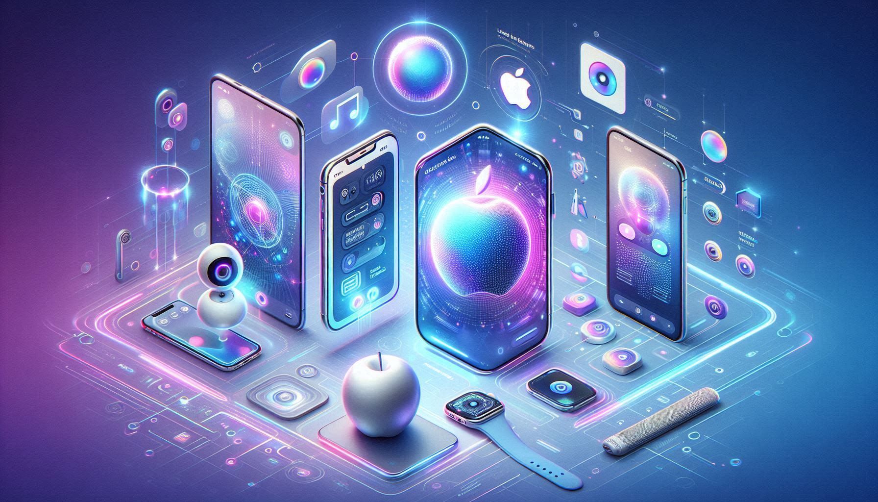 Apple Intelligence 界面展示了 Siri AI、写作工具、实时翻译、Image Playground、Genmoji、通知摘要、消除、个人情境感知、端侧处理和私有云计算。