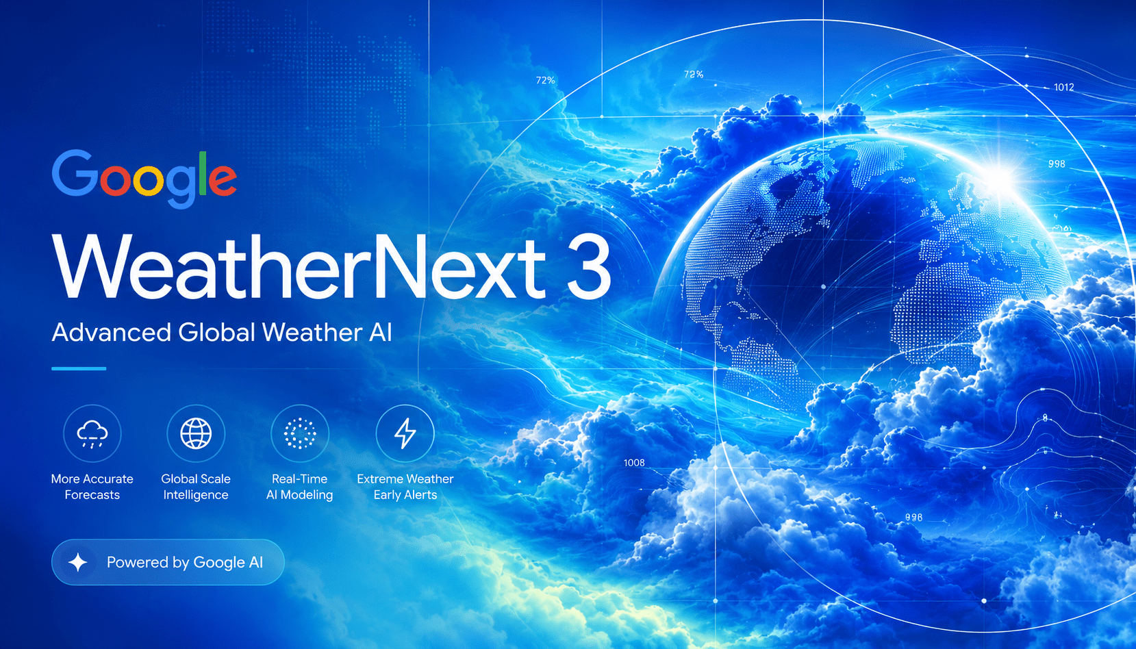 谷歌 WeatherNext 3：基于实时卫星数据的每小时 AI 预报，分辨率提升 5 倍