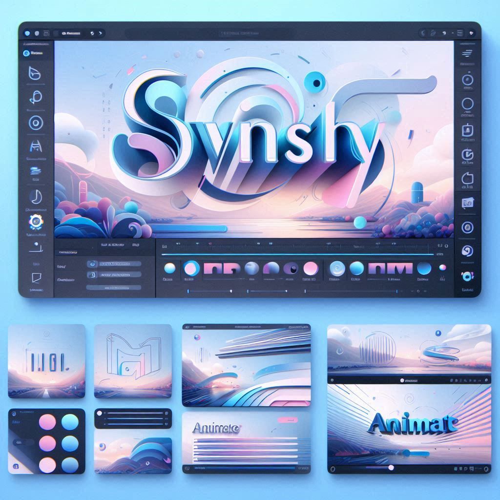 Swishy interface showing AI-generated motion graphics, animated typography, and design templates.