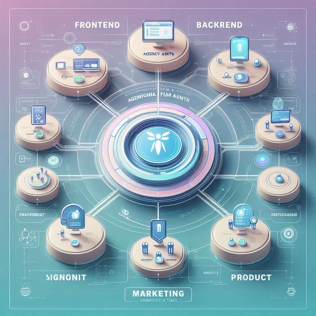 Agency Agents 系統顯示多個專業 AI 角色在工程、行銷和產品工作流程中協作。