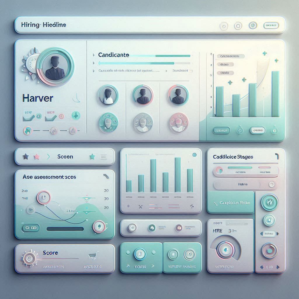 Harver dashboard showing candidate screening, assessments, automated workflows, and hiring analytics.