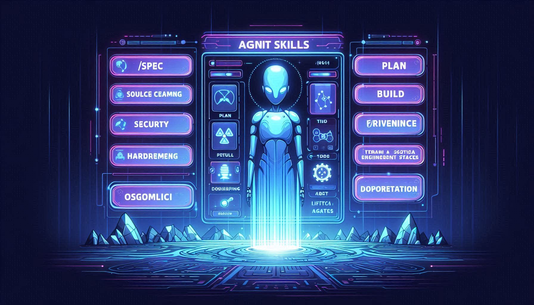 Agent Skills Workflow zeigt KI-Coding-Agenten, die durch die Phasen Spezifikation, Planung, Entwicklung, Test, Überprüfung, Vereinfachung, Sicherheitsverstärkung, CI/CD, Dokumentation, Beobachtbarkeit und Auslieferung gehen.