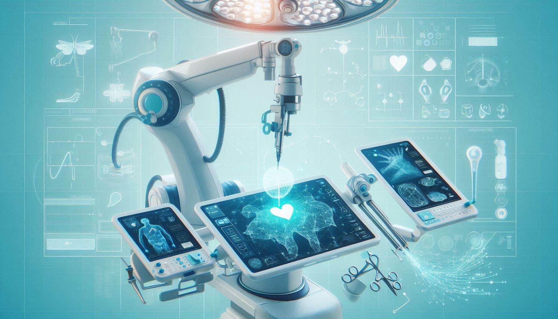 Intuitive medical robotics platform showing da Vinci robotic-assisted surgery, Ion robotic bronchoscopy, surgeon console, robotic arms, advanced imaging, shape-sensing navigation, and minimally invasive care workflows.